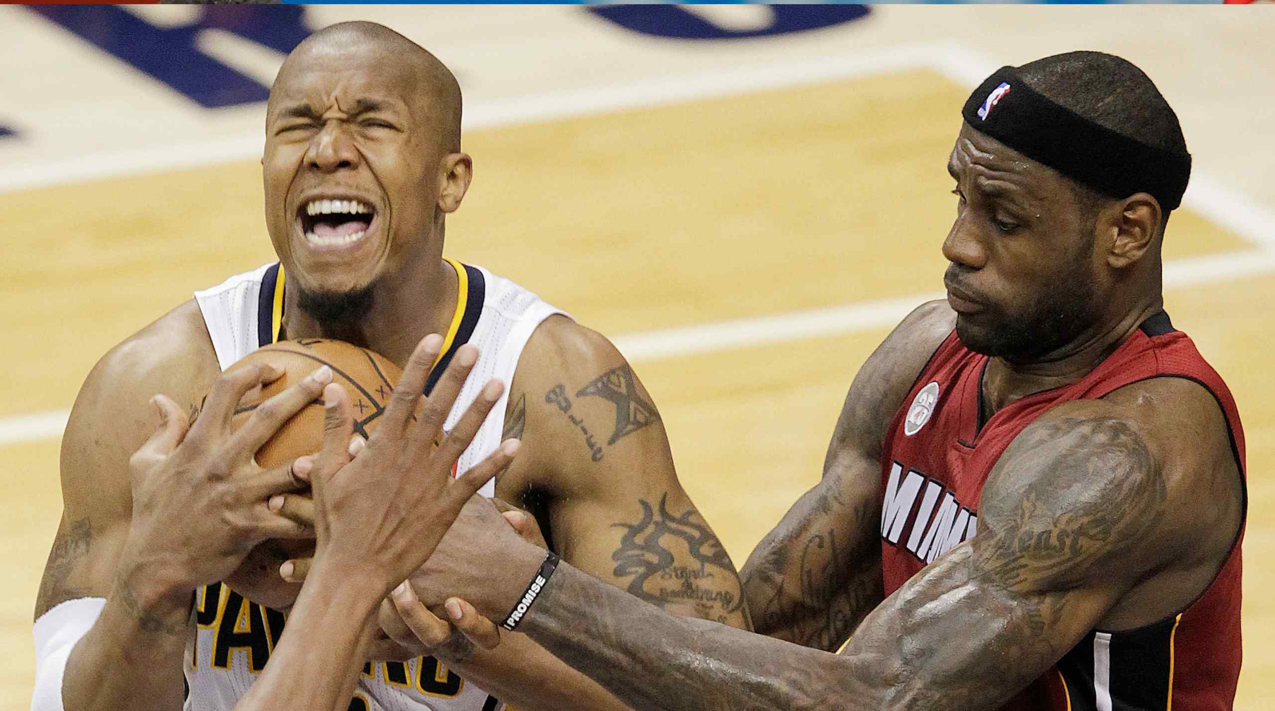 LeBron James and David West competing in 2013